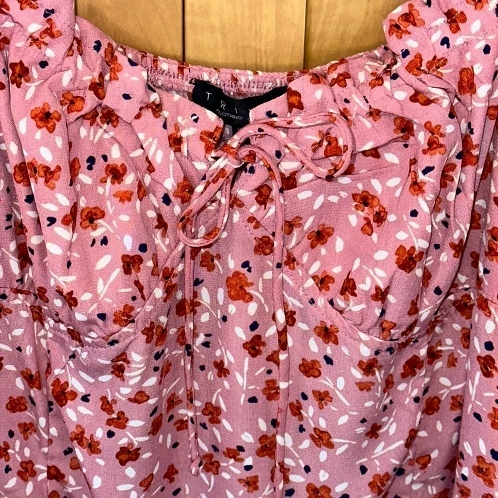 Pink Floral Mini Dress   Size XL   NWT - Picture 4 of 10